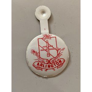 Vintage ARLINGTON crest Tin Tab Bendable Button Pin
